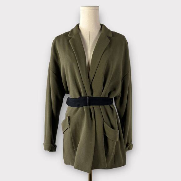 Bershka Jackets & Blazers - Bershka Open Front Belted Blazer Jacket Size Large NEW